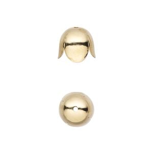 Cord end 1pkg100 gold-plated, 10x9mm / 8mm inside diameter, brass