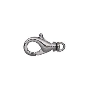 Clasp lobster claw 1pkg10 gunmetal-plated, 14x8mm swivel, brass 1-strand