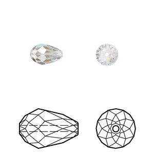 Bead 24pk crystal AB, Crystal Passions&reg; 9x6mm teardrop 5500