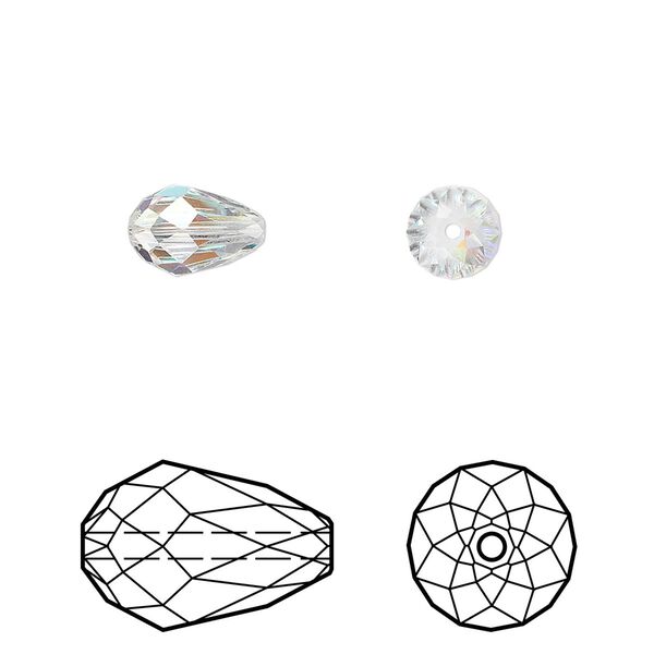 Bead 24pk crystal AB, Crystal Passions&reg; 9x6mm teardrop 5500 image number 0