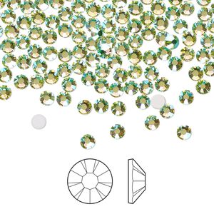 Flat back 144pk limecicle AB foil back, Preciosa MAXIMA Czech crystal rhinestone 3-3.2mm chaton rose round SS12
