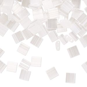 Seed bead, TILA&reg;, glass, pkg/10g, 5mm full tila square, translucent silk luster white pearl, (TL-2548).