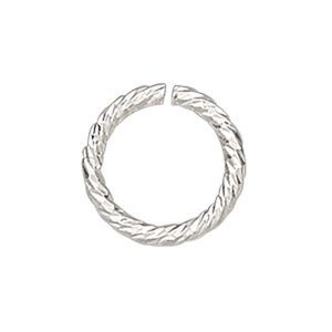 Jump ring 1pkg20 sterling silver, 6mm diamond-cut round, 20 gauge / 4.7mm inside diameter