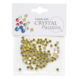 Flat back 1pkg144 citrine, Crystal Passions&reg; rhinestone 3-3.2mm round SS12
