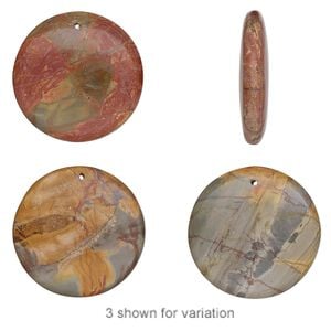 Red creek jasper 1pkg2, top-drilled flat round focal 35mm