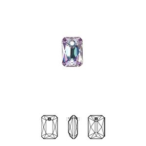 Drop 4pk crystal vitrail light P, Crystal Passions&reg; 9x6mm pendant emerald cut 6435