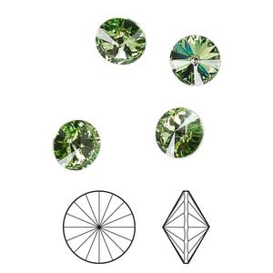 Chaton 8pk peridot foil back, Crystal Passions&reg; 8.16-8.41mm rivoli SS39 1122