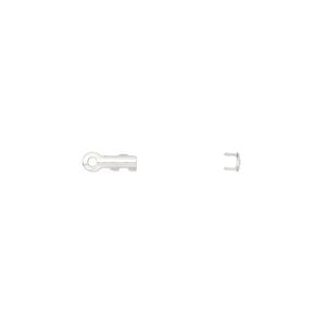 Cord end fold-over 1pkg100 silver-plated, 7x2mm tube / 1.5mm inside diameter, brass