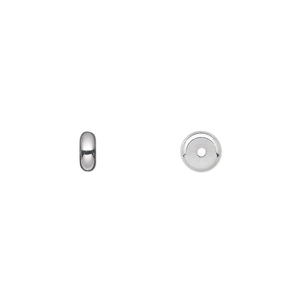 Bead 1pkg100 silver-plated, 6x2mm heishi, brass image number 0