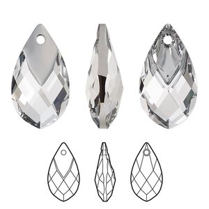 Drop 1pk crystal light chrome, Crystal Passions&reg; 22x12mm pendant metallic cap pear 6565