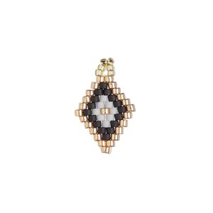 Drop, Creative Touch, glass, grey / copper / black, 17x13mm double-sided diamond. Sold individually.