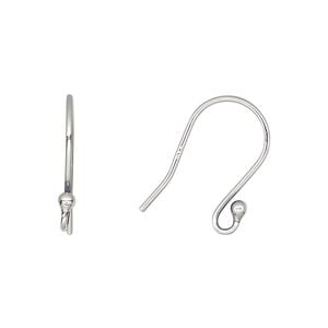 Ear wire fishhook 1pkg10 sterling silver, 18mm / 2.5mm ball / open loop, 19 gauge 5 pair