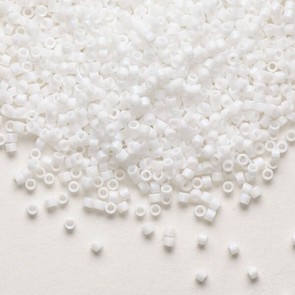 Seed bead, Delica&reg;, glass, pkg/50g, #11 round, opaque matte rainbow chalk white (DB-0351). image number 0