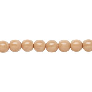 Bead, Czech dipped d&eacute;cor glass druk, opaque brown, 6mm round. Sold per 15-1/2" to 16" strand.