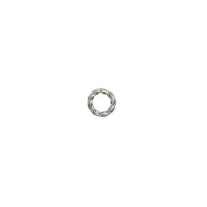 Jump ring 1pkg100 silver-plated, 6mm twisted round, 16 gauge / 3.6mm inside diameter / brass / antique