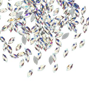 Flat back 720pk crystal AB foil back, Swarovski&reg; hotfix 4x1.8mm marquise jewel 2201