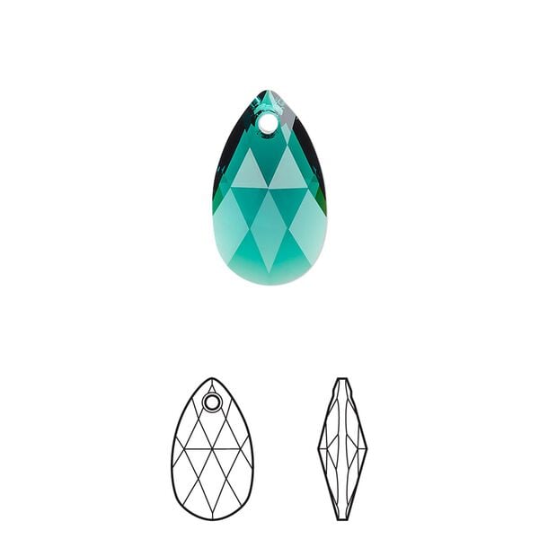Drop 144pk emerald, Swarovski&reg; 16x9mm pendant pear 6106 image number 0