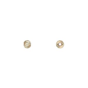 Bead 1pkg20 14Kt gold-filled, 4mm twisted corrugated round