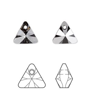 Drop 2pk crystal silver night, Crystal Passions&reg; 12mm pendant mini triangle 6628