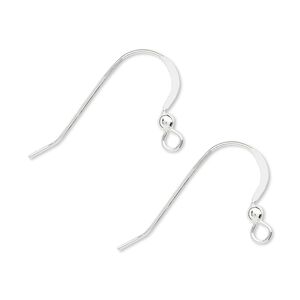 Ear wire fishhook 1pkg50 sterling silver, 16mm flat / 2.5mm ball / open loop, 22 gauge 25 pair
