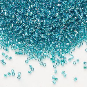 Seed bead, Delica&reg;, glass, pkg/7.5g, #11 round, translucent rainbow teal (DB-1248).