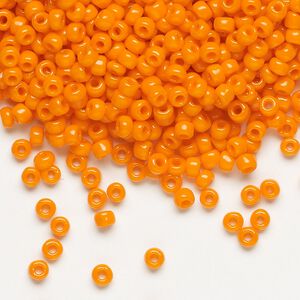 Seed bead, Dyna-Mites&trade;, glass, opaque orange, #8 round. Sold per 40-gram pkg.