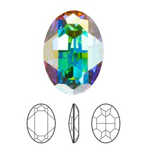 Fancy stone 1pk crystal AB foil back, Crystal Passions&reg; 30x22mm oval 4127