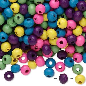 Bead mix, painted wood, mixed colors, 5x4mm rondelle. Sold per 90-gram pkg, approximately 2,400 beads.