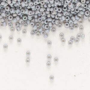 Seed bead, Miyuki, glass, pkg/35g, #15 rocaille, opaque matte rainbow shark fin grey, (RR-4705).