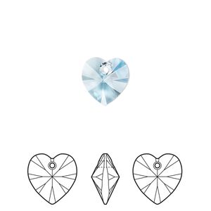 Drop 288pk aquamarine, Swarovski&reg; 10mm pendant heart 6228