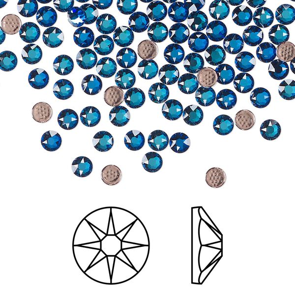 Flat back 1440pk crystal Bermuda blue foil back, Swarovski&reg; hotfix 3-3.2mm round SS12 2078 image number 0