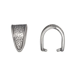 Bail, TierraCast&reg;, "Hammertone" collection, ice-pick, pewter (tin-based alloy), 16x9mm with hammered design, 12mm grip length. Sold per pkg of 20.