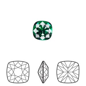 Fancy stone 2pk majestic green foil back, Crystal Passions&reg; 10mm cushion 4470