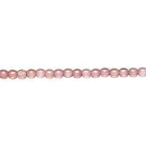 Bead, Czech glass druk, translucent pink luster, 3mm round. Sold per 15-1/2" to 16" strand.