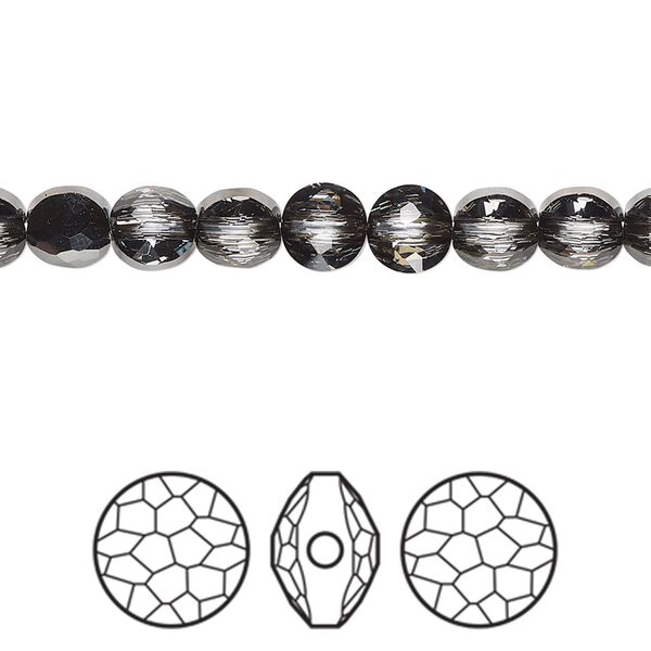 Bead 288pk crystal silver night, Swarovski&reg; 6mm puffed round 5034 image number 0