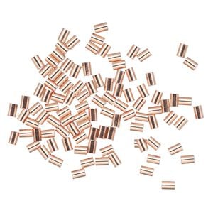 Crimp, copper-plated brass, 3x2mm tube. Sold per pkg of 100.