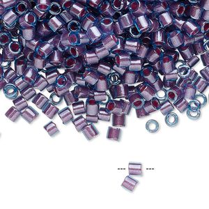 Seed bead, Delica&reg;, glass, pkg/50g, #8 round, translucent orchid-lined luster aqua (DBL-0922).
