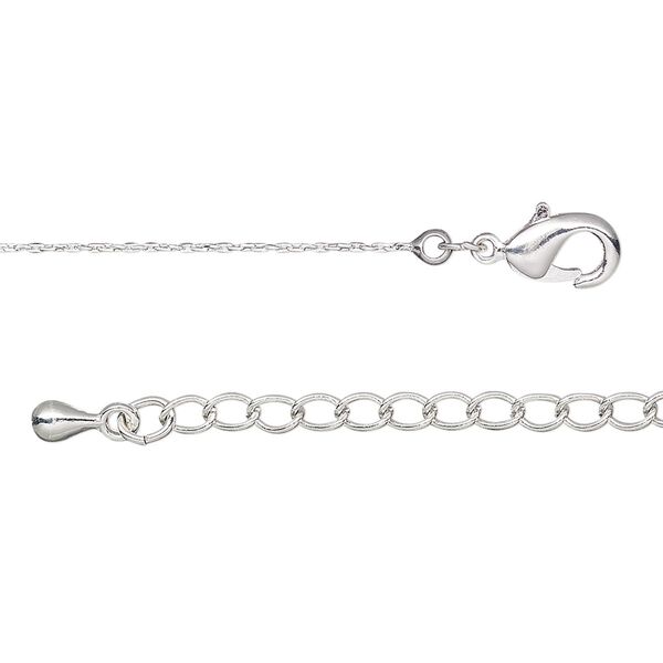 Chain 1pkg1 silver-plated cable, 0.6mm / lobster claw clasp, brass 18 inch image number 0