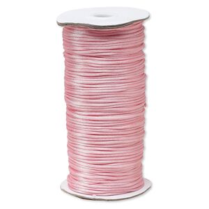 Cord, Satinique&trade;, satin, pink, 2mm regular. Sold per 400-foot spool.