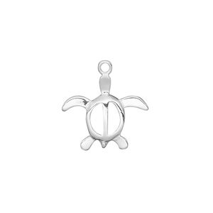 Charm, sterling silver, 18x16mm single-sided open turtle. Sold individually.