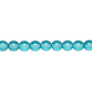 Bead, Czech dipped d&eacute;cor glass druk, turquoise blue, 6mm round. Sold per 15-1/2" to 16" strand.