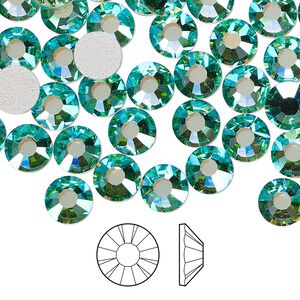 Flat back 144pk Caribbean Sea AB foil back, Preciosa MAXIMA Czech crystal hotfix rhinestone 7.069-7.272mm chaton rose round SS34