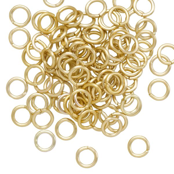Jump ring 1pkg100 aluminum, 5.5mm round, 18 gauge / 3.5mm inside diameter / gold matte image number 0