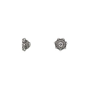Bead cap, antiqued sterling silver, 6x4mm beaded rondelle, fits 5-7mm bead. Sold per pkg of 6.