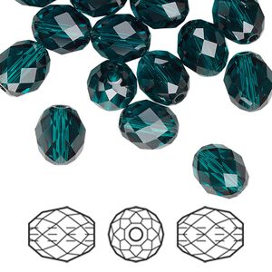 Bead 72pk emerald, Swarovski&reg; 9.5x8mm olive briolette 5044