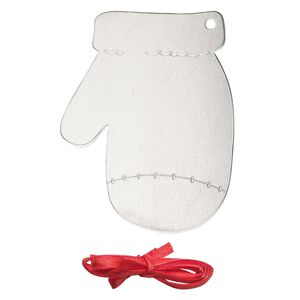 Ornament, ImpressArt&reg;, aluminum and polyester, 3x2-3/8 inch mittens with ribbon. Sold per pkg of 3.