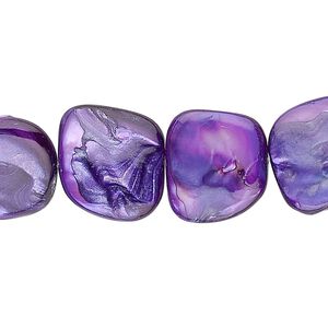 Mother-of-pearl shell 1pkg1, nugget bead 15.5 to 16 inch purple small to medium