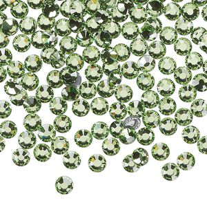 Flat back, Dance With Me&trade; crystal hotfix rhinestone, peridot, foil back, 3.8-4mm rose, SS16. Sold per pkg of 144 (1 gross).