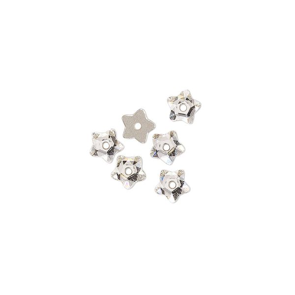 Bead 6pk crystal foil back, Crystal Passions&reg; 5mm star flower 3754 image number 0