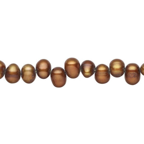 Freshwater pearl 1pkg1, top-drilled rice, 14 inch dark copper 5x5mm-7x5mm cultured image number 0